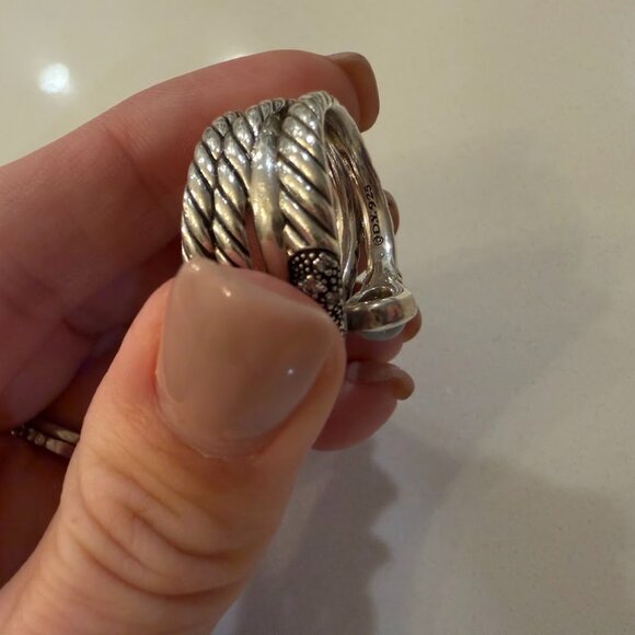 David Yurman Silver Diamond Grisaille Ring - RARE - Size 7 - Picture 3 of 4